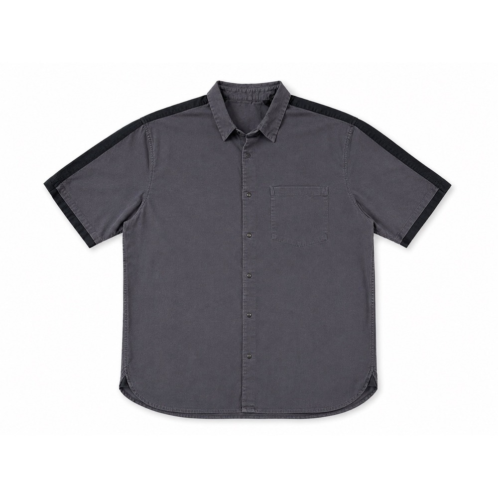 Lululemon Mens Short Sleeve Button‎ Down Shirt Gray Black Colorblock Tech Pocket